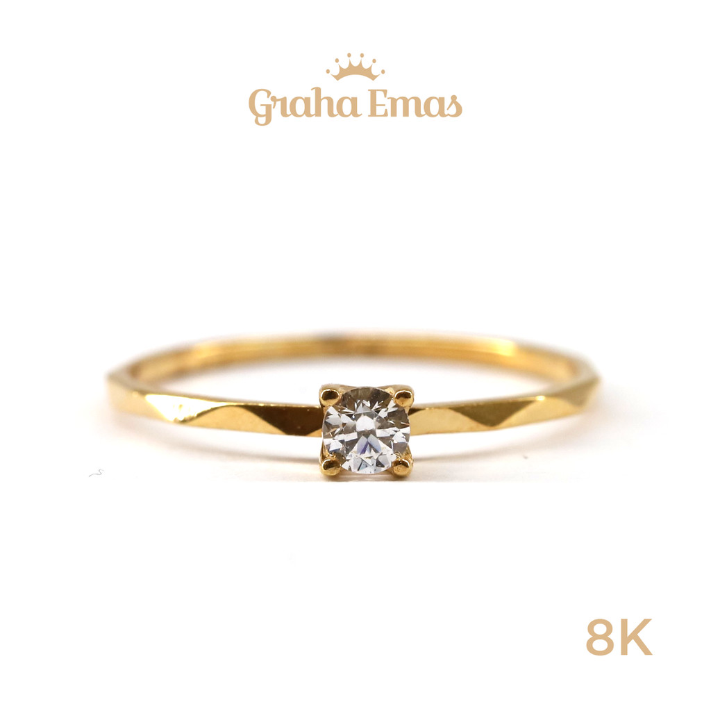 Graha Emas Cincin Emas Kuning Solitaire 8K - Yellow Gold Ring Solitaire Model 8ct [ 017Y ]