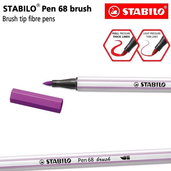 

STABILO Pen 68 Brush Lilac / Ungu / Premium Marker Kuas Kaligrafi Art