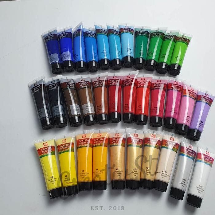 

Sakura Cat Akrilik 20 Ml Acrylic Paint Color Part 1 Red Yellow Blue Purple Promo