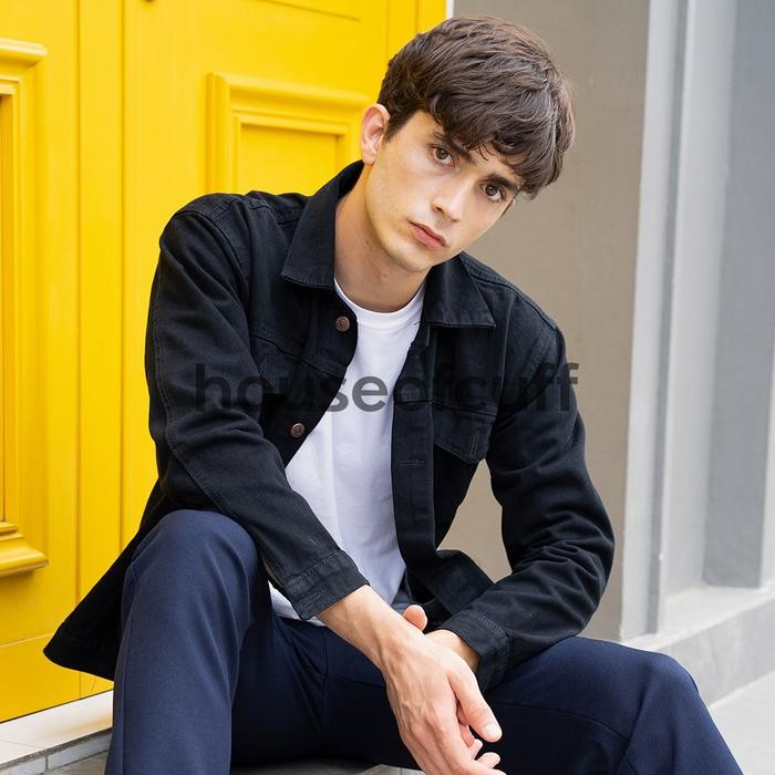 Pilihan- Houseofcuff Jaket Jeans Pria Polos Tebal Dilan Jaket Denim Hitam