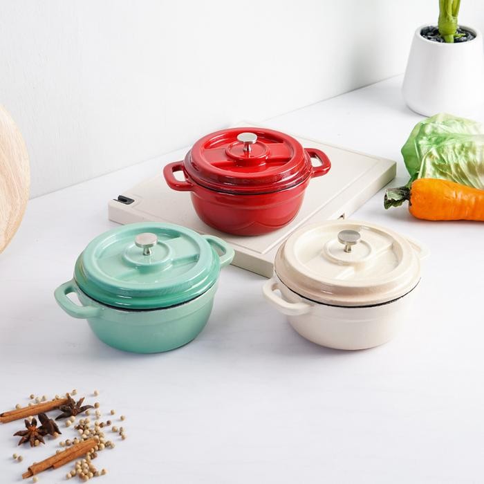 Cooking Color Set 3 Pcs Knox Panci Casserole Mini Cast Iron
