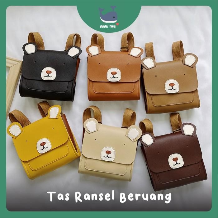ASLI MAMA SING Ransel Anak Korea Beruang PU Leather Unik Lucu READY STOCK