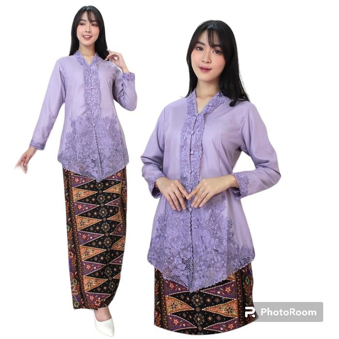setelan kebaya encim bordiran polos seragam kerja
