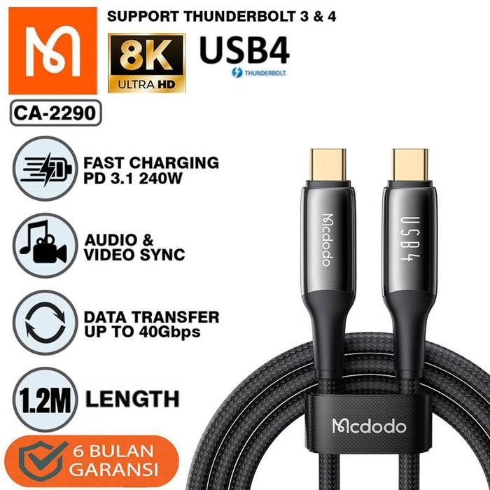 Mcdodo CA 2990 Type-C USB Thunderbolt 4 Cable 120cm 240w - Kabel 5A Untuk Charge Fast Charging QC PD