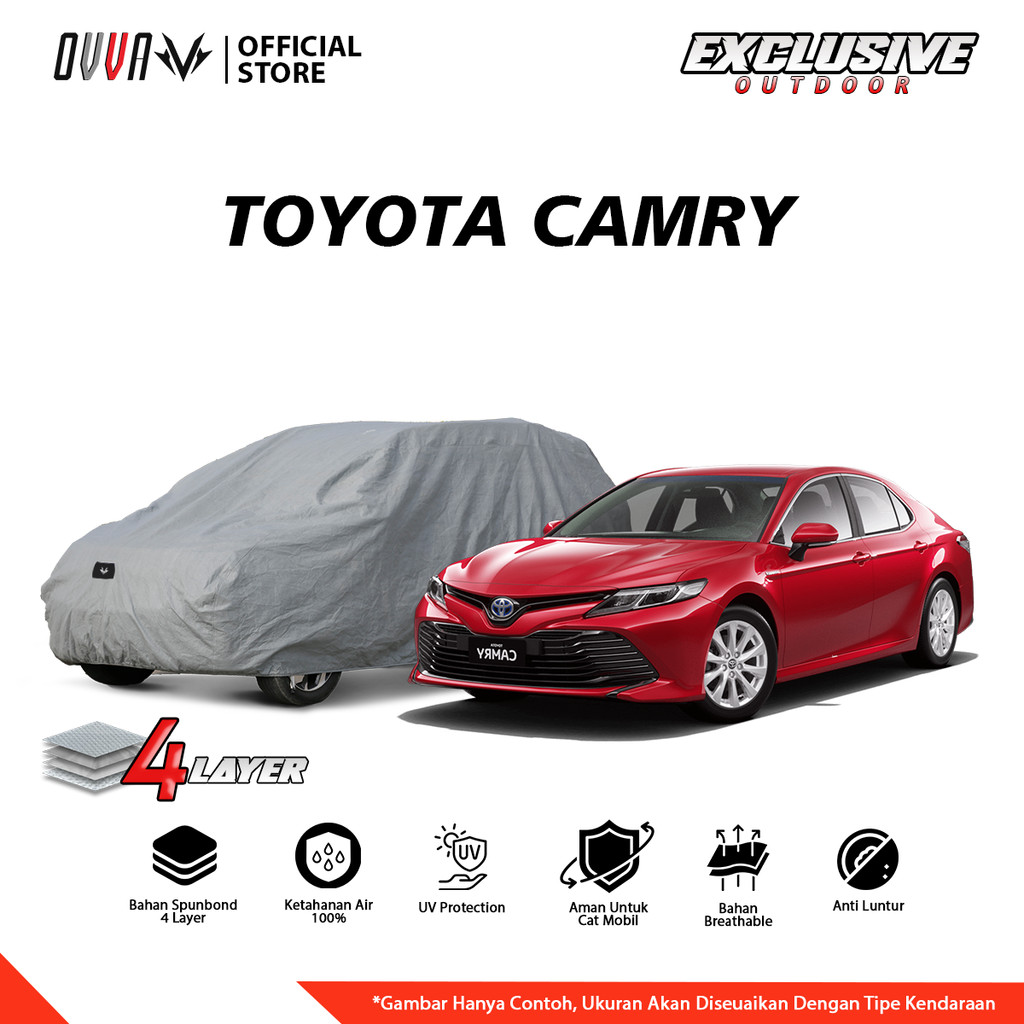 Sarung Mobil Toyota Camry - 4 Lapis Premium Anti Air 100% & Anti UV | Cover Mobil Waterproof + Sun P