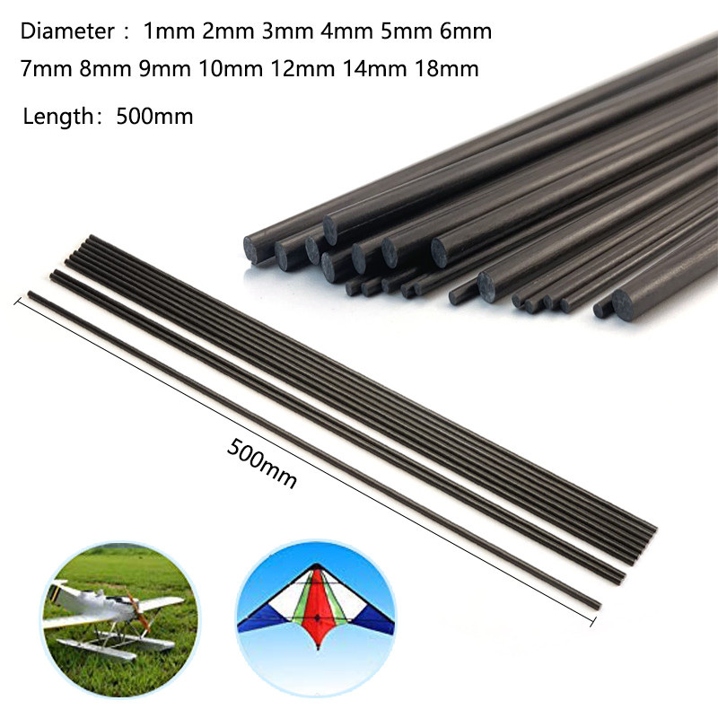 Solid Carbon Fiber Rod 1MM 2MM 3MM 4MM 5MM 6MM 7MM 8MM 9MM -18MM