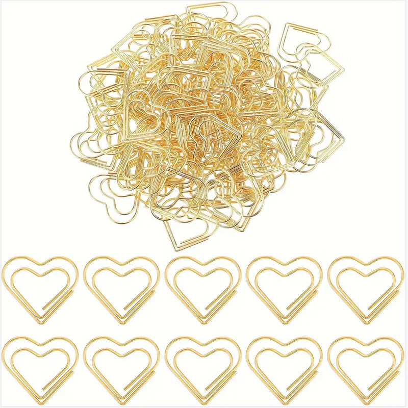 

50Pcs/Set Metal Paper Clips Hearts Mini Binder Clip Bookmark Book Binding Note Decor Stationery