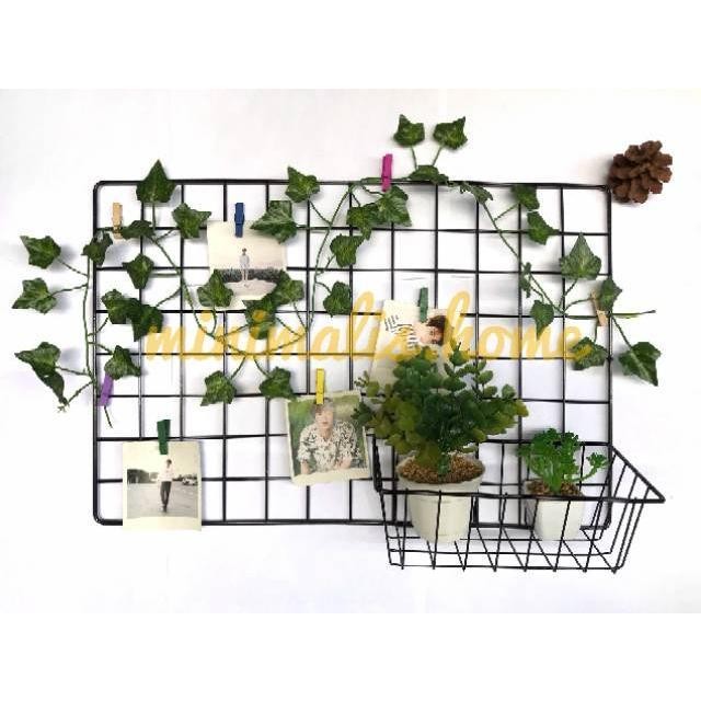 

New Keranjang Besi / Hijang 52x35 Memo Organizer Dekorasi Rak Dinding Gantung Foto Minimalis.Home