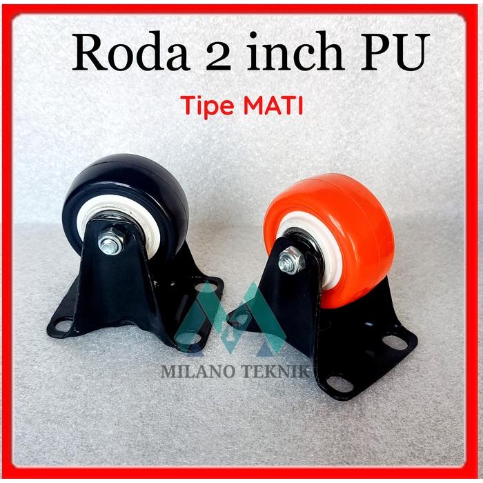 New Roda 2 inch PU Mati+Bearing caster Troli Rubber karet 2" inch etalase