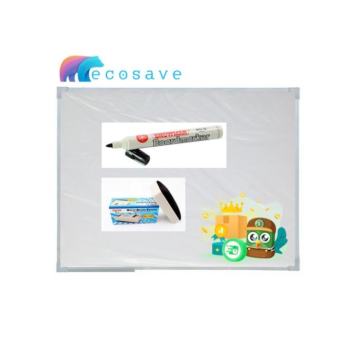 

Whiteboard Magnetic 90x150 cm + Ongkir ( Papan Tulis Gantung Tempel White Board Magnetik EcoSave )
