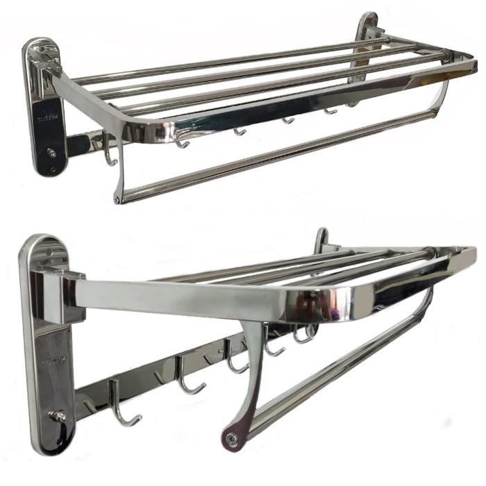 (KIM)Rak Handuk lipat Hotel Kamar Mandi Gantungan Tempat Baju Dinding