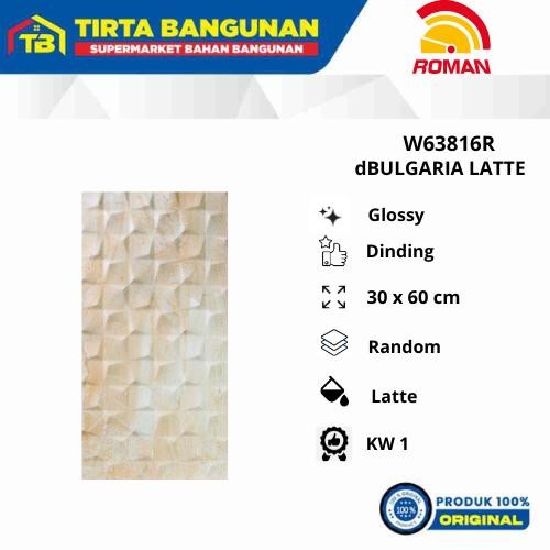 ROMAN KERAMIK 30 X 60 CM WALL TILE W63816R dBULGARIA LATTE KERAMIK DINDING KW 1 Kayu Glossy