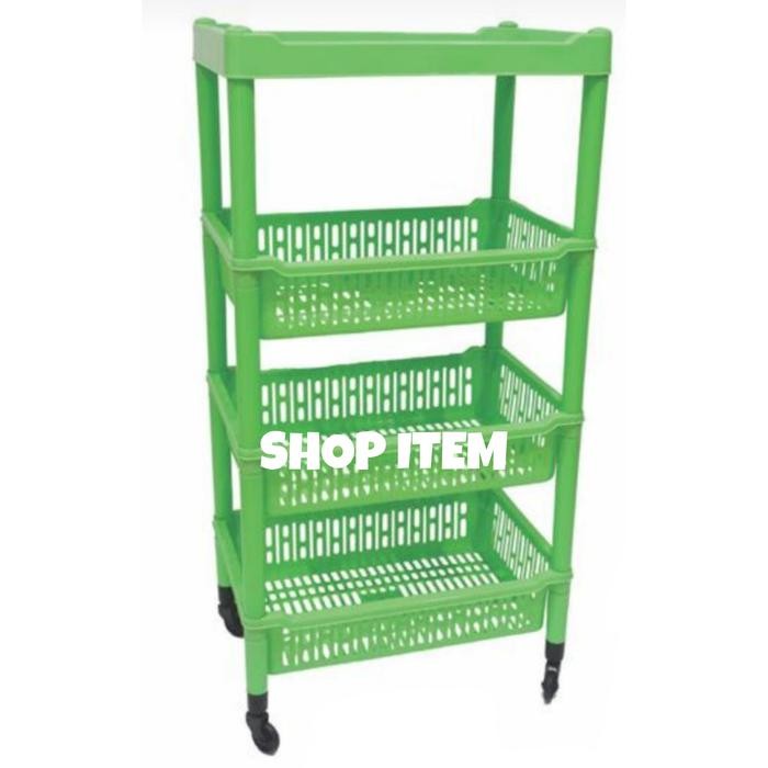 Rak Roda Susun 4 Plastik / Rak Salon / Rak 4 Susun + Roda Tebal