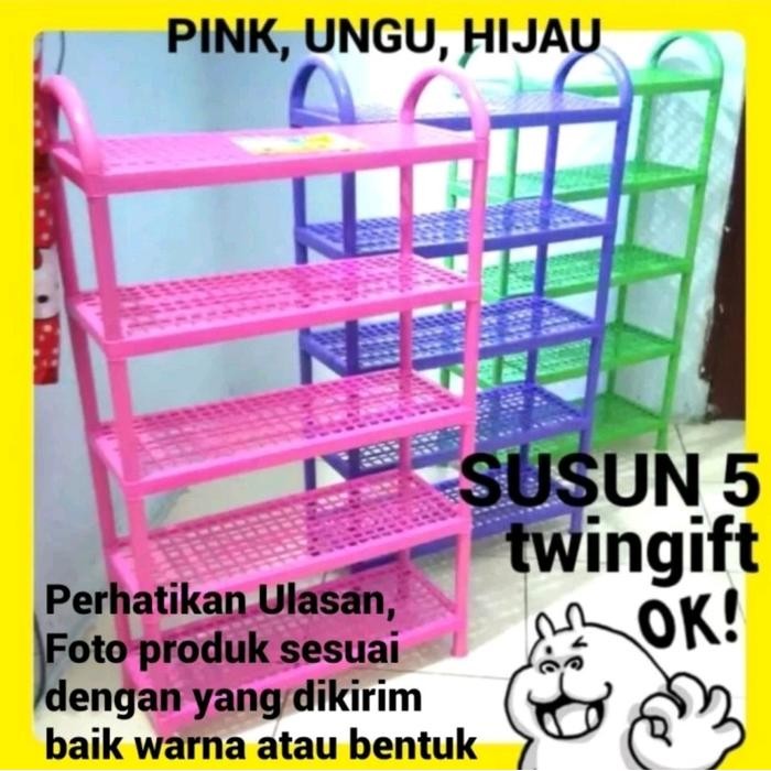 rak sepatu plastik susun 5
