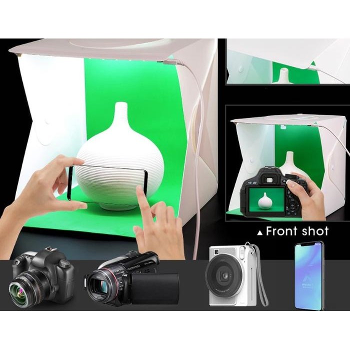 Mini Photo Box Kotak Studio Foto Lampu LED dan Latar Belakang