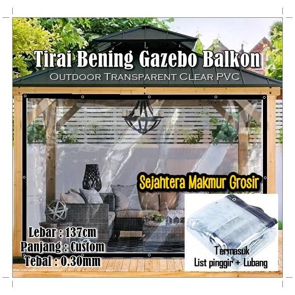 Tirai Plastik Transparan ahan Air Hujan Tirai PVC Outdoor Meteran