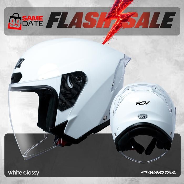 HELM Half Face RSV NEW WINDTAIL WHITE GLOSSY Motorcycle - RSV Helmet