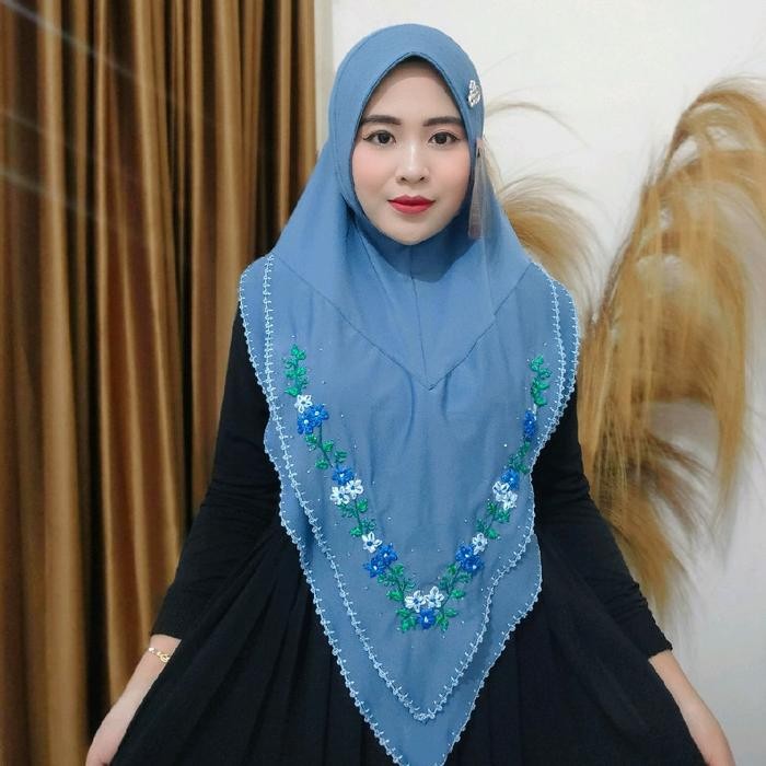 Sedia hijab fo vania dua layer sulam vikot