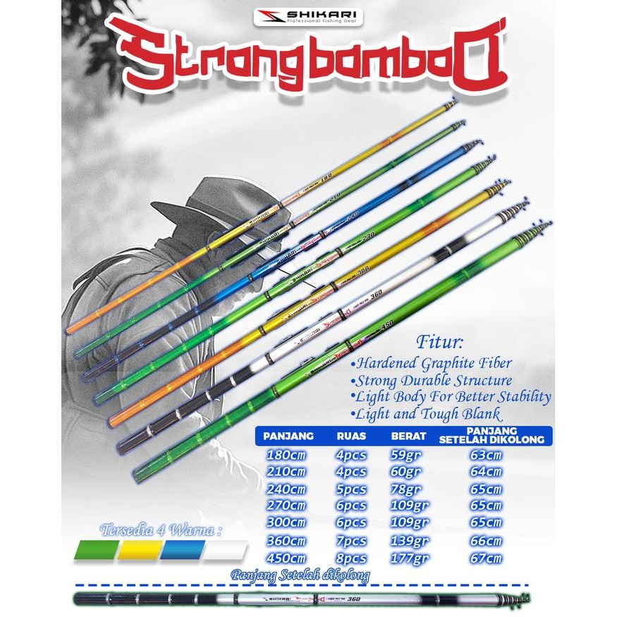 JORAN TEGEK Strong Bamboo panjang 210/240/270/300/360/450 Ring Kolong (TERBAIK) (TERBARU) (TERMURAH)