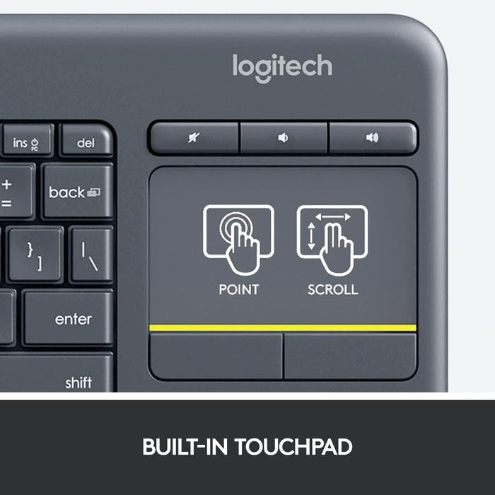 Keyboard Wireless Logitech With Touchpad K400R Plus Original