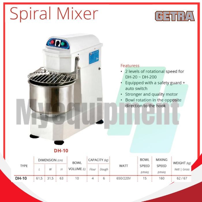 SPIRAL MIXER GETRA DH-10