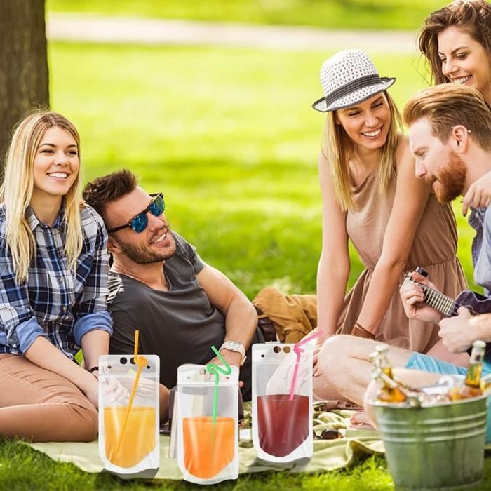 Isi 100Pcs 500Ml Pouch Standing Minuman Multifungsi Standing Pouch Minuman Kekinian Kemasan Minuman