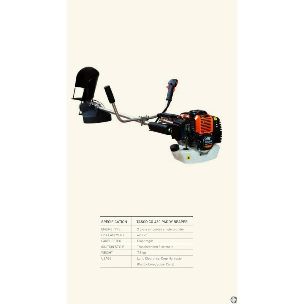Mesin Potong Padi/Petik Padi/ Paddy Reaper Tasco Cg430