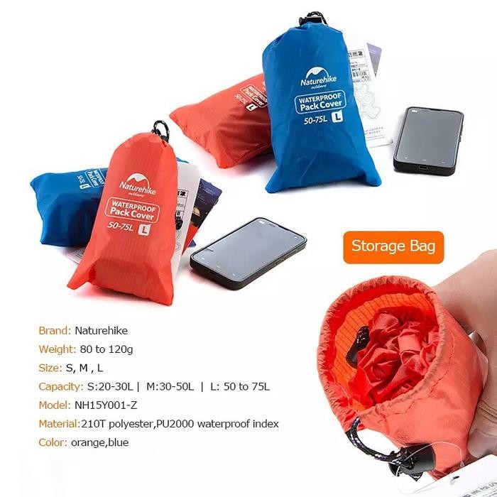 Promo Rain Cover Naturehike Cover Bag Carrier 20L - 30L - 50L - 75L Waterproof Original