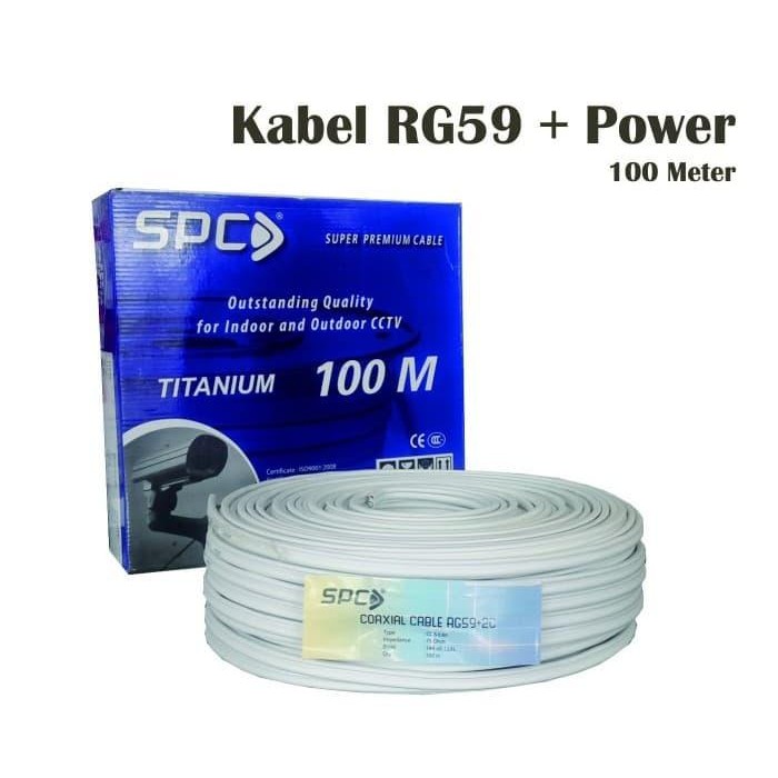 Kabel Cctv Spc Rg59 + Power 1Roll 100Meter Indoor Outdoor Promo 