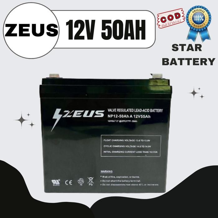 Aki Baterai Battery Vrla Zeus 50 Ampere 12V50Ah 12V 50Ah