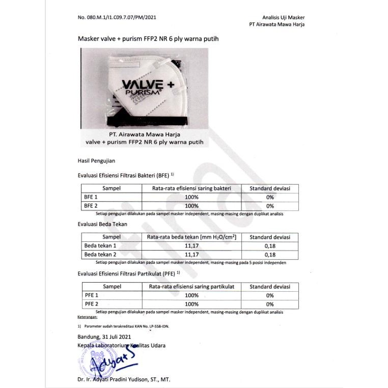 New 1BOX Masker Kn95 Medis 6Ply VALVEPLUS PURISM N95 FFP2 NR RESMI R508-P2