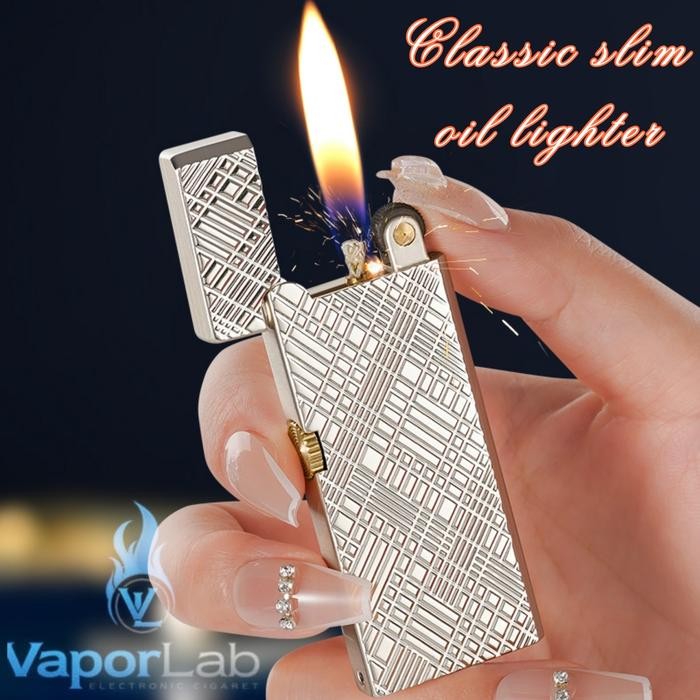 korek api sumbu roda minyak slim thin vintage classic oil lighter flabox gift box