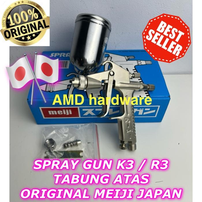 ORIGINAL MEIJI SPRAY GUN R3 K3 SPET MINI SEMPROTAN CAT KOMPRESOR 0.6mm