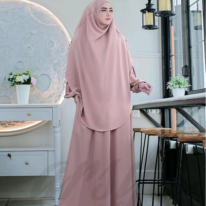 lplw- Hafsha Syari Umroh Anti Uv Set Cadar French Khimar Gamis Pengajian Seragam Dress Umroh