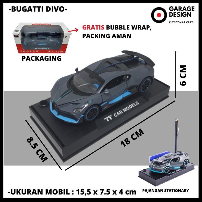 Diecast Miniatur Mobil Bugatti Divo Skala 1:32 - Alloy Model Pajangan Miniatur Bugatti Divo Mobil