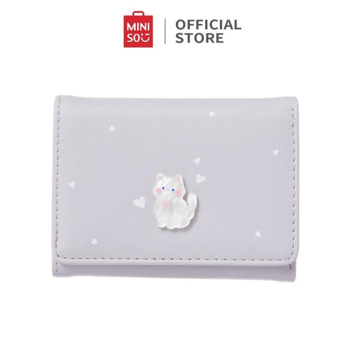 Miniso Dompet Wanita Tri-Fold Women's Wallet Cute Cat Ladies' Purse Lovely Kitten 7 Card Slots 1