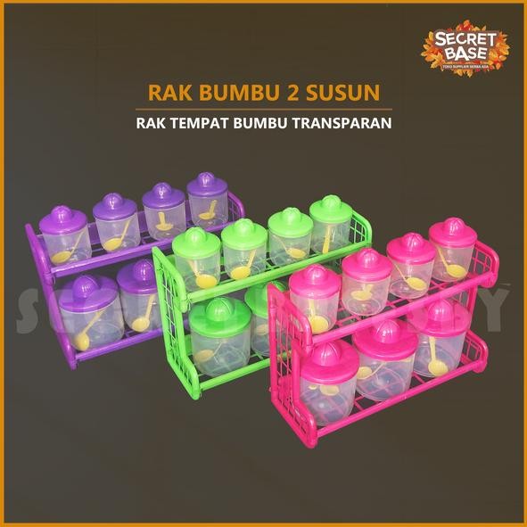 HariPromo- [Cod] Rak Bumbu - Bonus Toples+Sendok / Rak Sambal Gantung / Kitchen Set Plastik