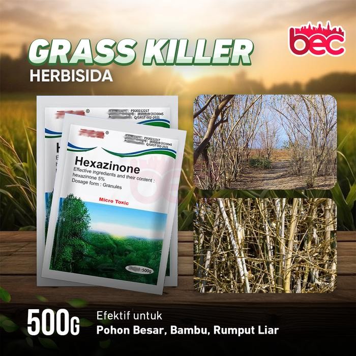 AMPUH!! [BEC] Bubuk Grass Killer Herbisida 500 Gram Pembasmi Hama Gulma Rumput Liar Obat Rumput Liar
