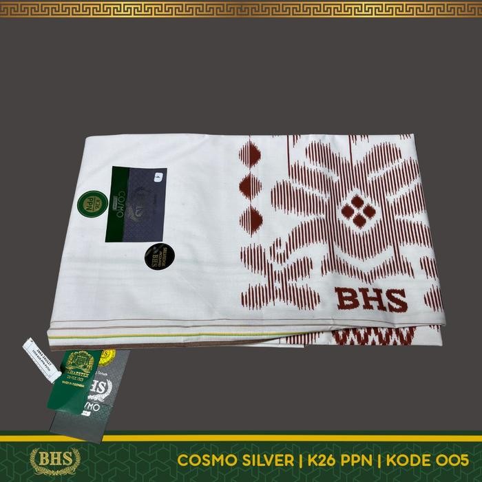 BigSal3%- [Garansi Original] Sarung Bhs Cosmo Ppn Silver Motif K26 Warna Putih Polos Tumpal