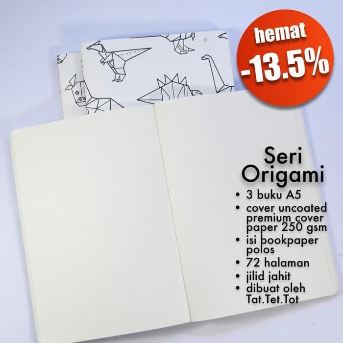 Notebook Origami Bundling 3 Buku Tulis Gambar Doodling A5 Isi Bookpaper Polos Paper Stationery