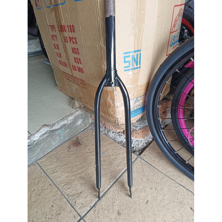 fork sepeda fixie 700c model classic bahan besi ukuran standar drat insert adaptor stem 22.2