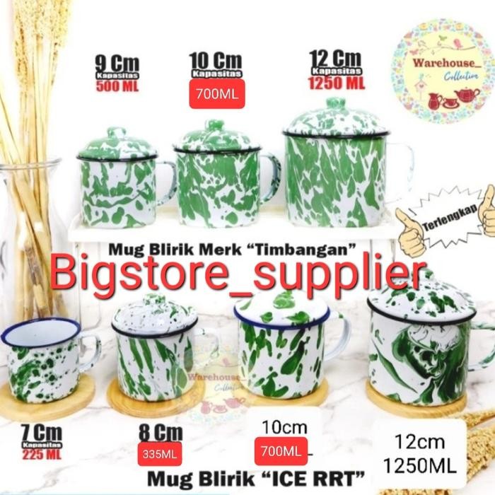 Cangkir Mug Gelas Lurik Burik Blirik Enamel Seng Kaleng Jadul Kuno