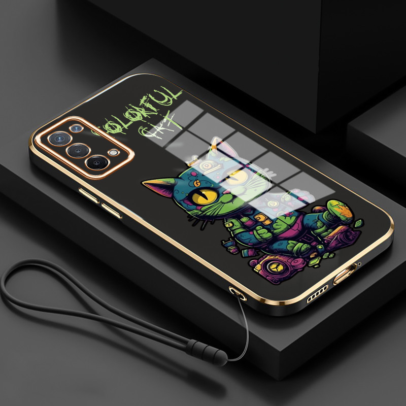 Casing Untuk OPPO A74 5G A54 5G Case Casing HP Softcase Tali gantungan berlapis silikon mewah Kasing