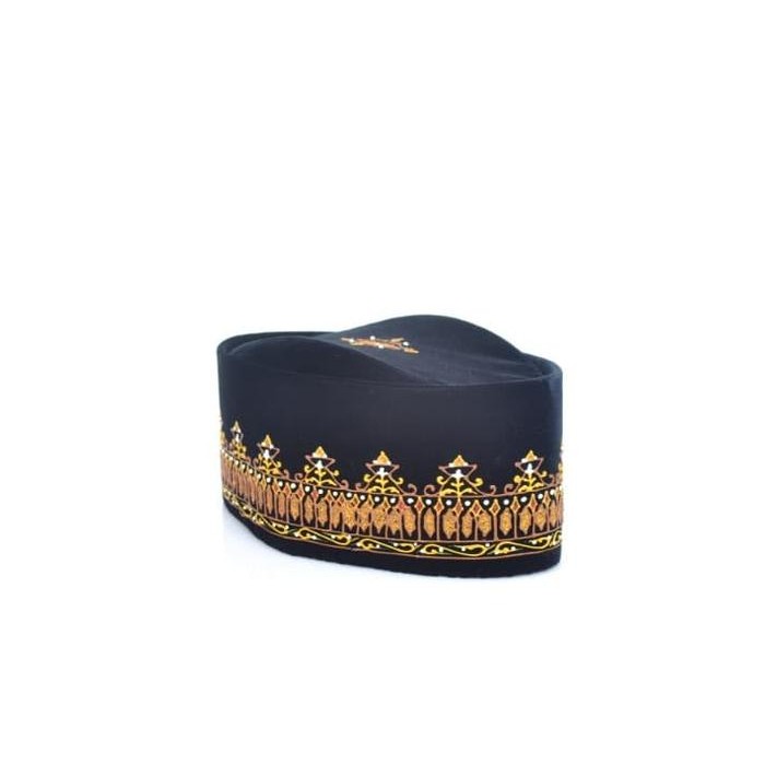 ASLI Songkok Susun Lukis Premium Motif Batik Aceh Emas READY STOCK