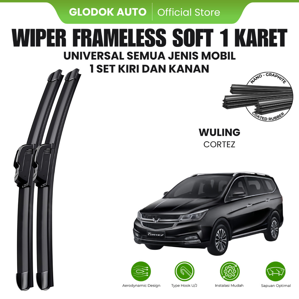 Wiper Wuling Cortez Frameless Kaca Depan Mobil