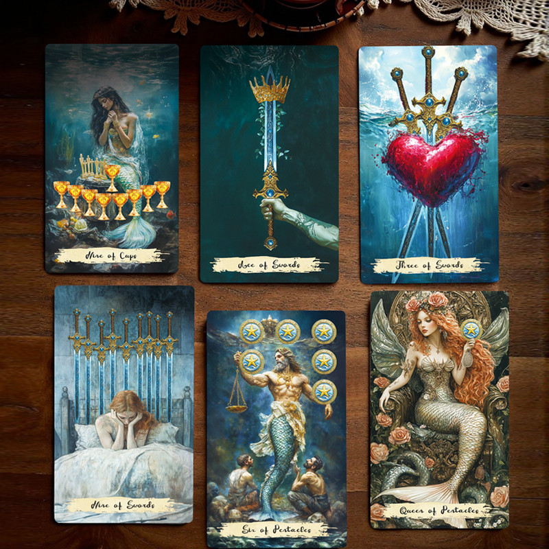 2025 New Beginner 12x7cm Tarot Cards Rider Waite 78 Genuine Professional Mermaid Tarot Deck with