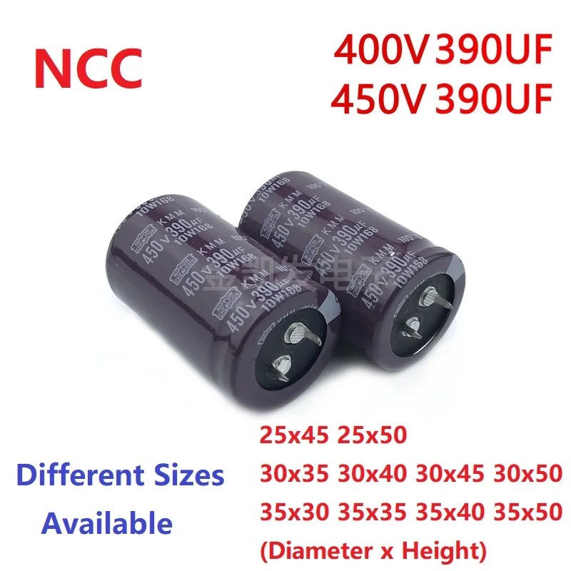 2Pcs/Lot NCC 390uF 400V 390uF 450V 400v390uf 450V390UF 25x45/50 30X35/40/45/50 35X30/35/40/50