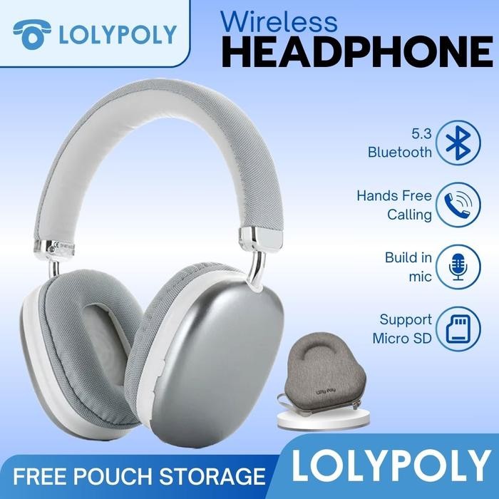 Lolypoly Headphone Wireless Bluetooth With Bass Quality Free Pouch