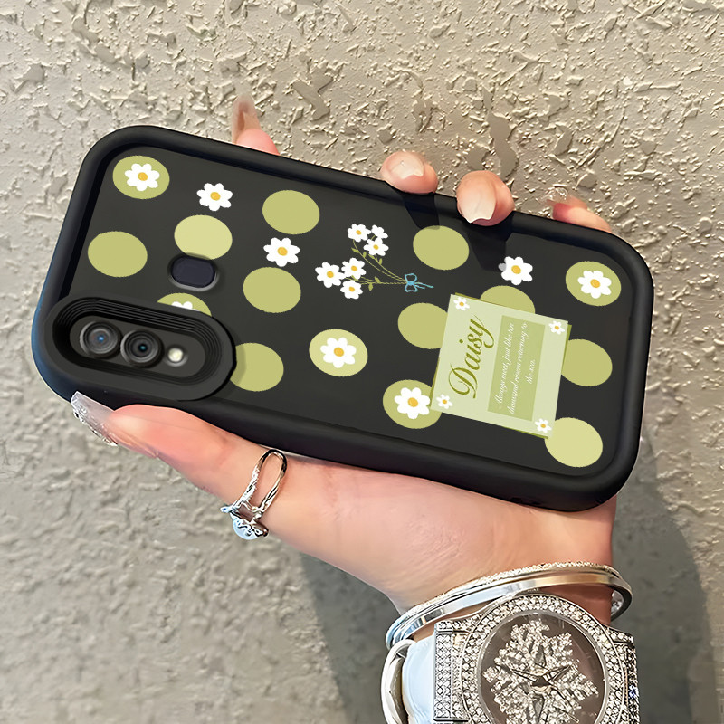 Casing Hp Untuk Samsung Galaxy A30 A20 M10s Case Bunga putih hijau lucu Softcase Silikon Kesing pons