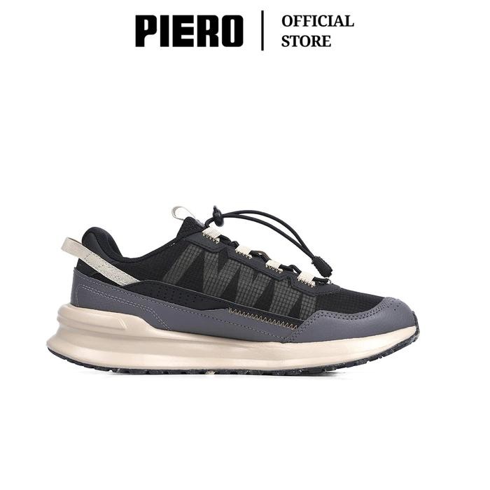 PIERO SEPATU SNEAKERS PRIA JOGGER 24 TRAC BLACK/GREY/KHAKI PIE1000385